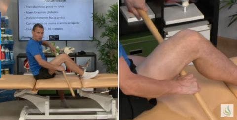 masaje de pierna con palo