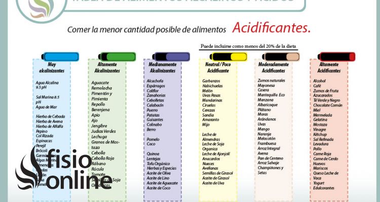 Alimentación y alimentos ácidos o acidificantes y alcalinos o alcalinizantes